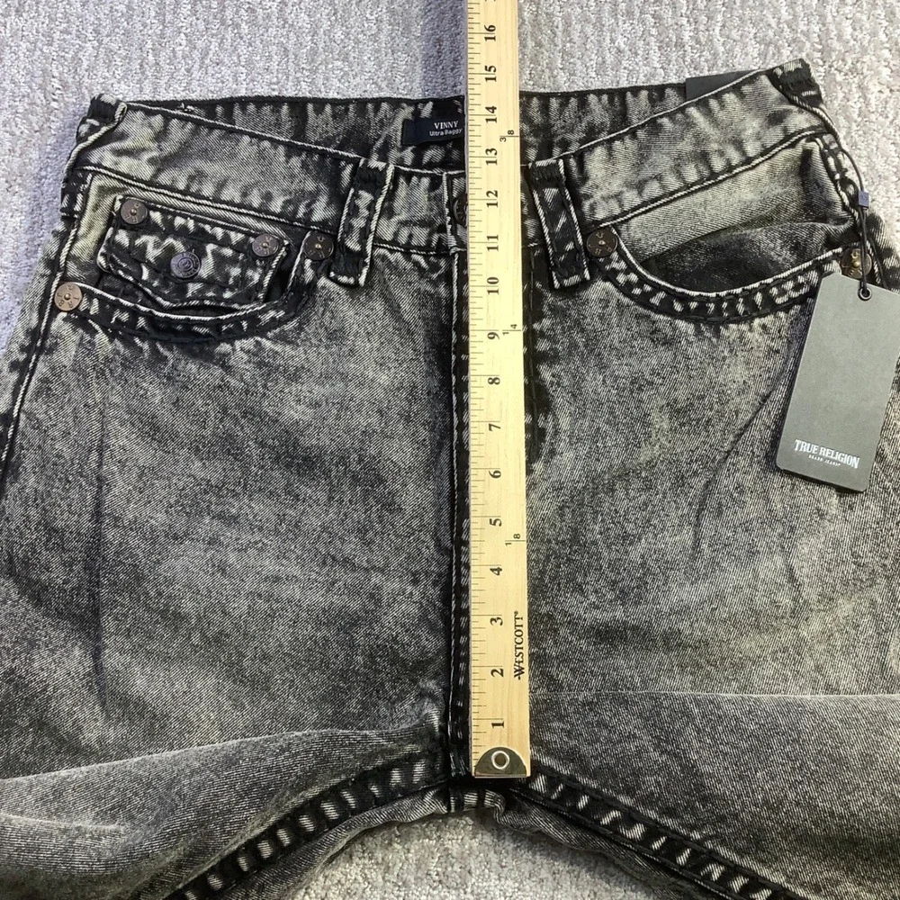 True Religion Vinny Super T Flap‎ Ultra Baggy Jeans Acid Wash Mens 32 x 32 NWT